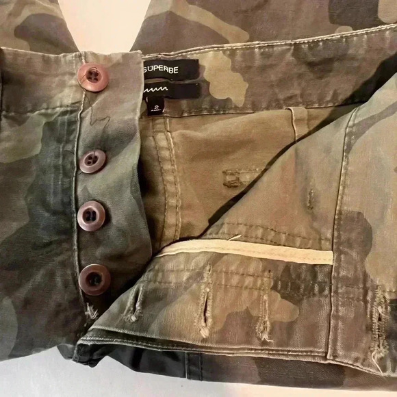 Le Superbe Pants Womens 2 Green Straight Camo Camouflage Ladies - Picture 5 of 9